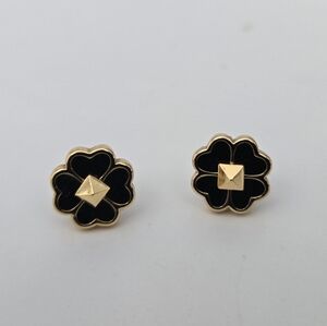 Kate Spade Spades & Studs Enamel Stud Earrings Black Gold